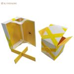 Yellow Velvet Finish Resin Logo Cosmetic Paper Box with Magnetic Closure and 4