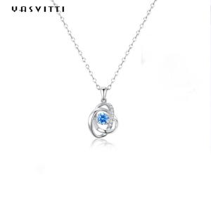 Wholesale 1.1 Gram 16.76mm Sterling Silver Jewelry Necklaces 5A CZ Sapphire Stone Necklace from china suppliers