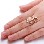 18K Rose Gold Diamonds Drop Pendant Earrings Ring Jewelry Set (GDSET004)