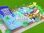 Commercial inflatable water park equipment , metal frame inflatable amusement