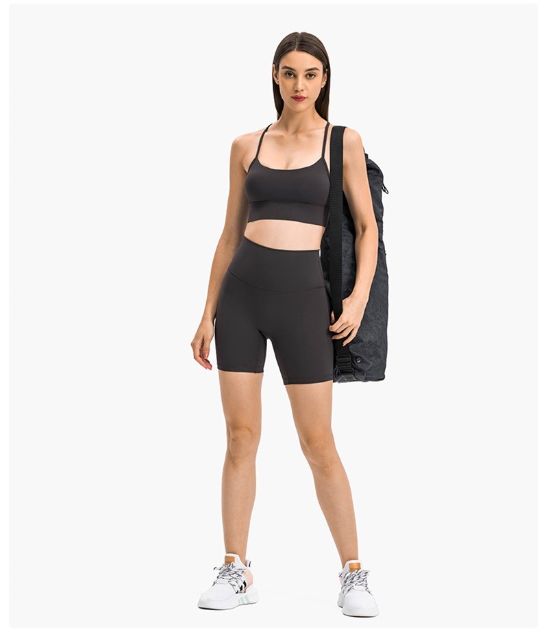 Flow Y Back Solid Color Sports Bra Pro Skin Widened Hem For Running Yoga Gym