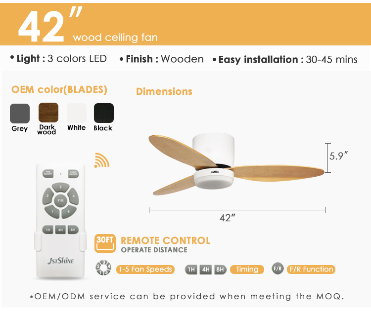 Upgrade Your Home with 42 Inch Ceiling Fan LED Light 5 Speed Choice High CRI Ra 100