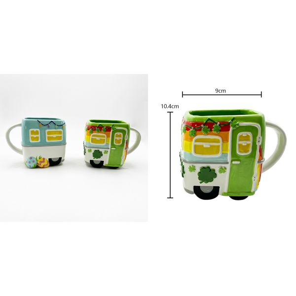 Christmas Style 3D Cartoon Bus Shape Cup Cute Gift Ceramic Coffee Mug