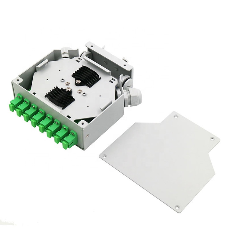 8 Fibers Sc/Apc Fiber Optic Din Rail Terminal Box Grey Cold Rolled Steel