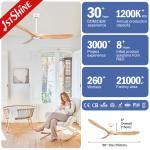 60 Inch DC 3 Blade Wood Blade Ceiling Fan 5 Speed Remote Control 110-220V/50