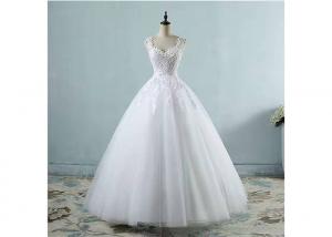 China Sleeveless Floor Length Lace Tulle Wedding Dress With Beading Bandage Back Style on sale
