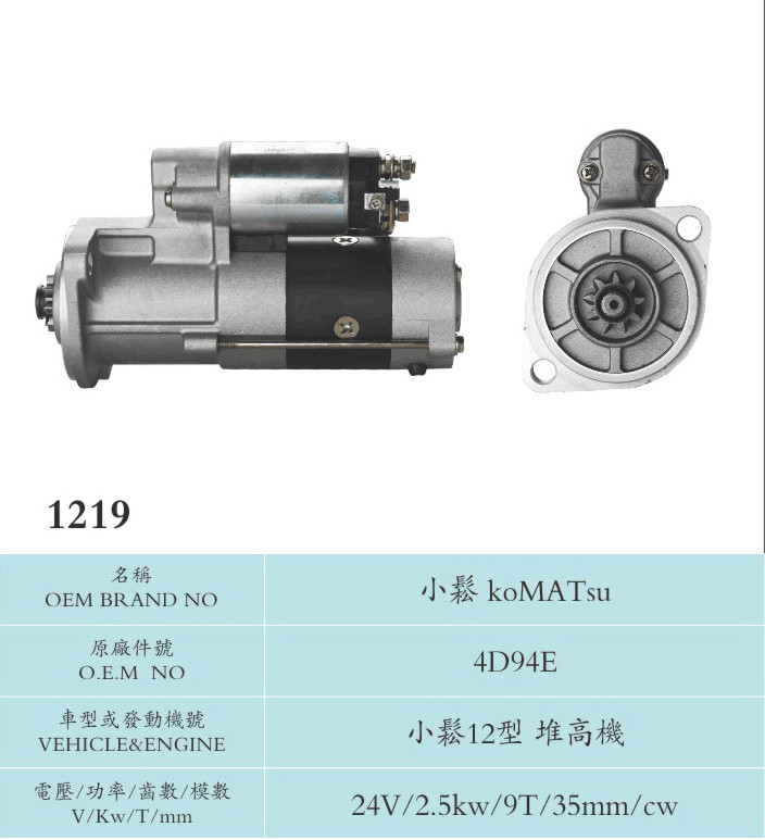 Good Quality , Mitsubishi Starter Motor , 4D94E , Mining Truck Stacking machine 24v 2.5kw 9t