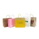 White Brown 250gsm Kraft Printed Paper Shopping Bags With Handles