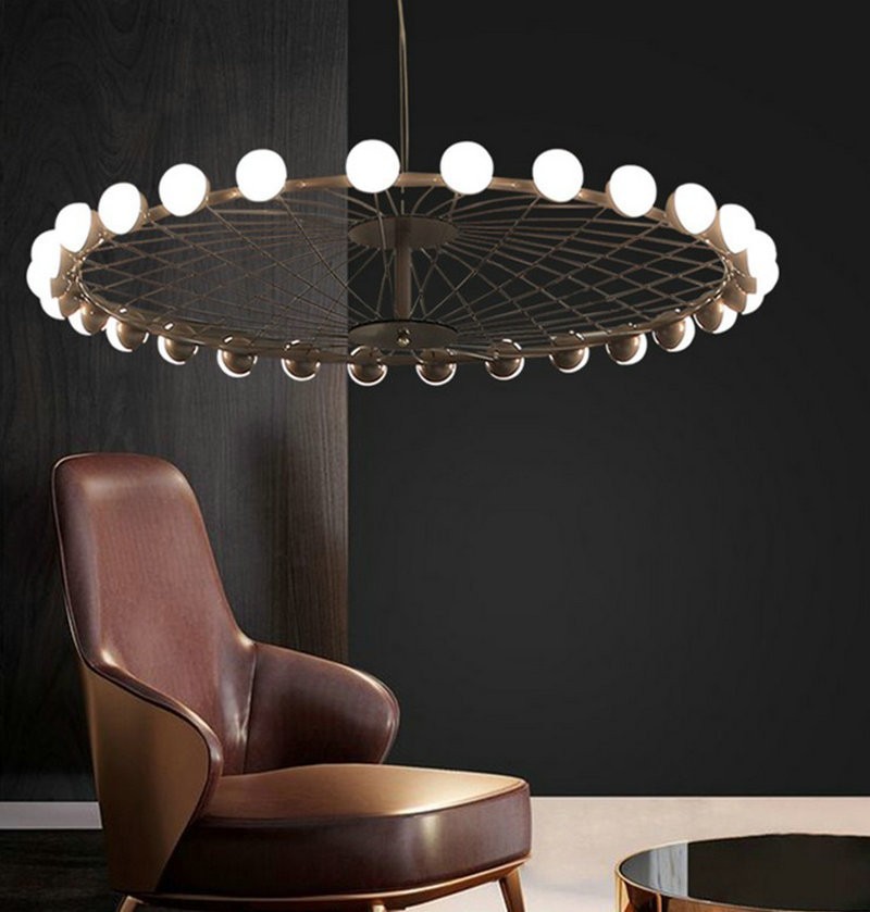 Duplex Building Ferris Wheel Large Chandelier Creative Industrial Ring Pendant Light(WH-AP-588)