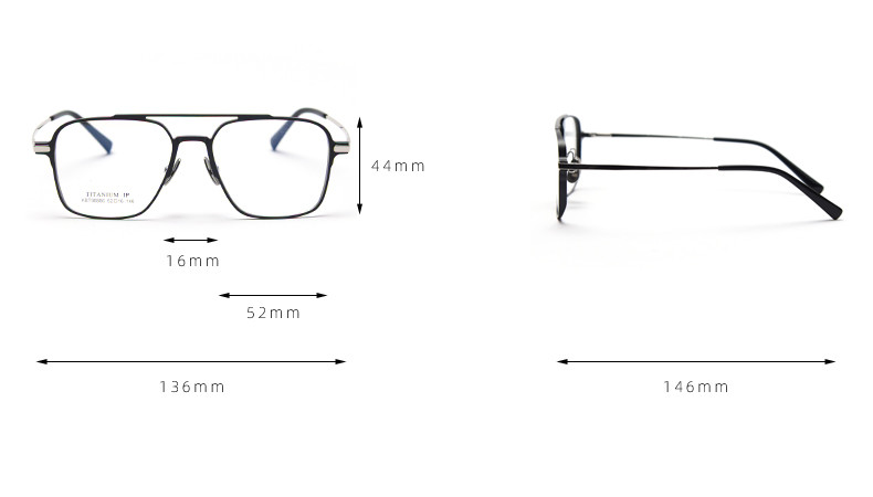 Vogue Double Bridge Square Metal Optical Glasses BSCI 136MM Plain Lens