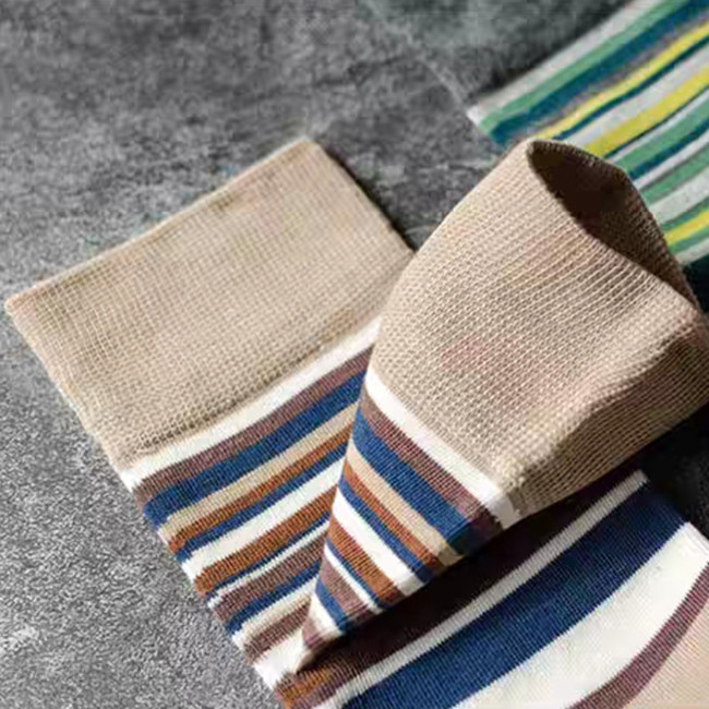 Multicolored Striped Crew Combed Cotton Socks Trendy And Timeless Men Socks