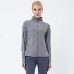 2023 Spring New Women′s Yoga Wear Sports Coat Quick Dry Standing Collar Long
