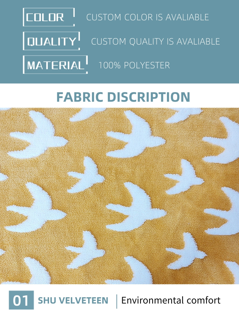 Jacquard Shu Velveteen Fabric 300gsm For Coat Sofa Cover 100% Polyester Plush Fleece Fabric