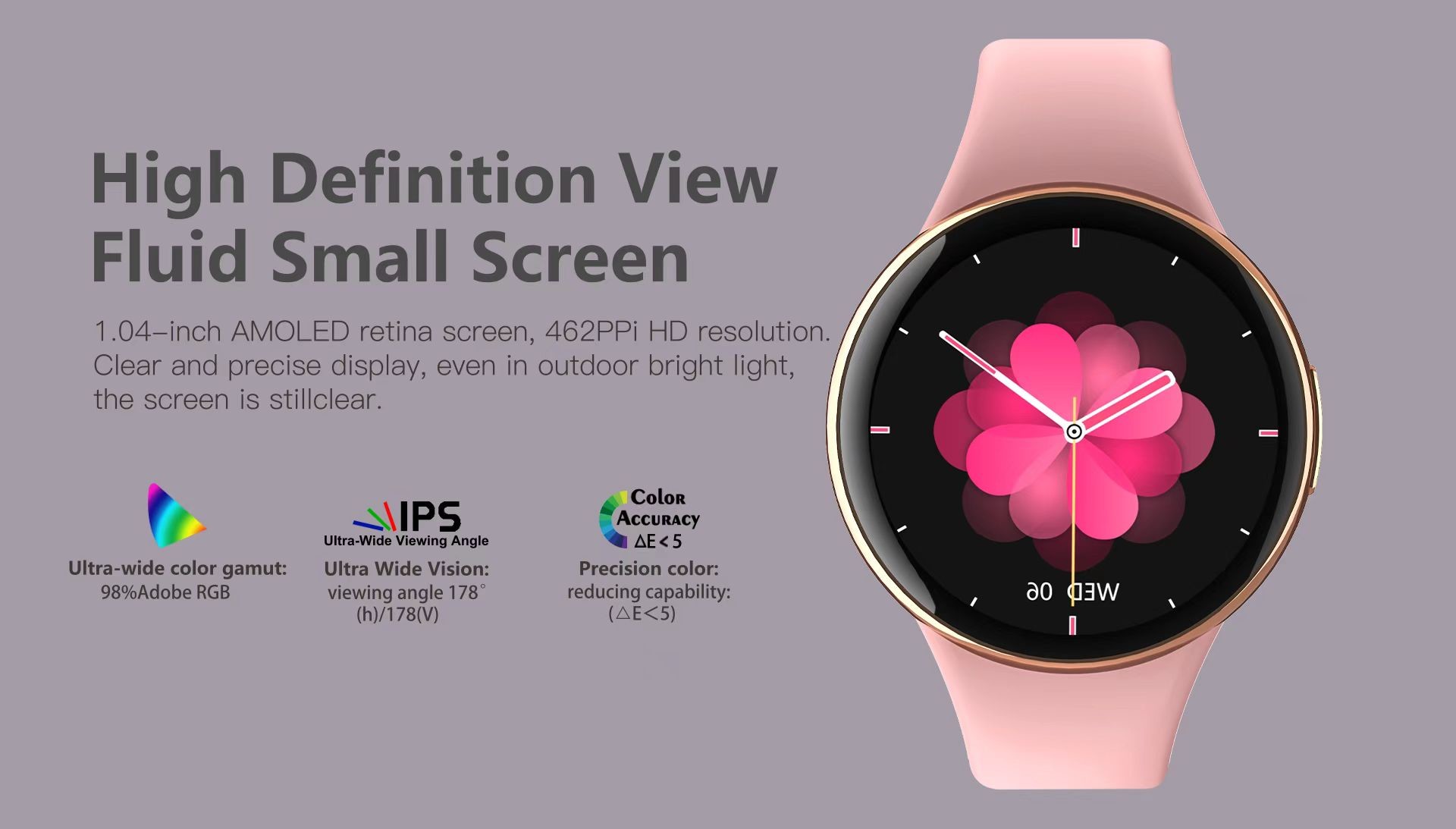 DM75 Ladies Smart Watch Ultra Thin Body 1.04 Inch Massive Exercise Modes Music Player
