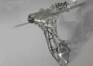 China Mirror Polished Hollow Deer Head Stainless Steel Sculpture For Wall Decor on sale