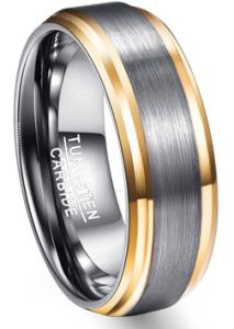 Wholesale Silver Grey Matt Finish and Gold Side Band Ring Jewelry Tungsten Carbide Ring for Men from china suppliers