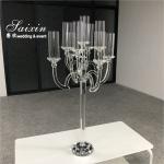 9 Arms 95cm Tall Crystal Glass Candelabras Acrylic Crystal Candle Holder