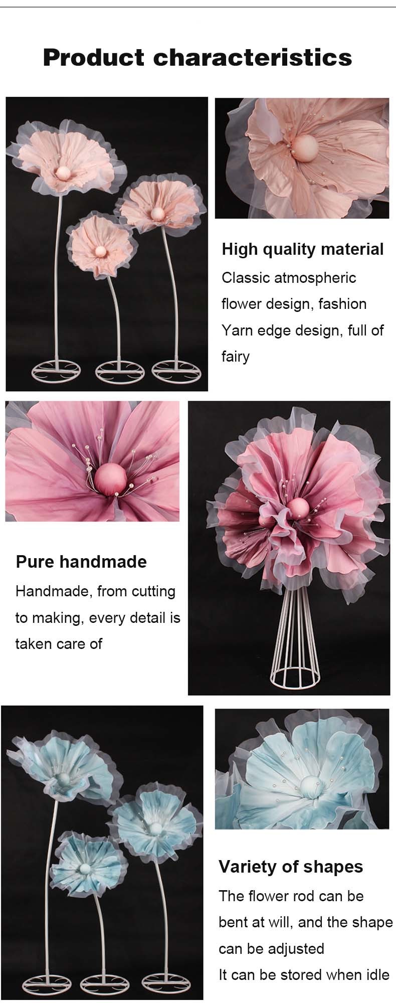 True Silk Screen Pink Foam Paper Flower for Wedding Decoration at Stage Backdrop
