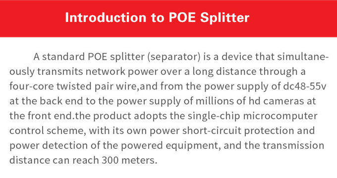 1000M gigabit 48V to 5V Active Isolated PoE Splitter IEEE802.3af/at for POE switch and IP Cameras