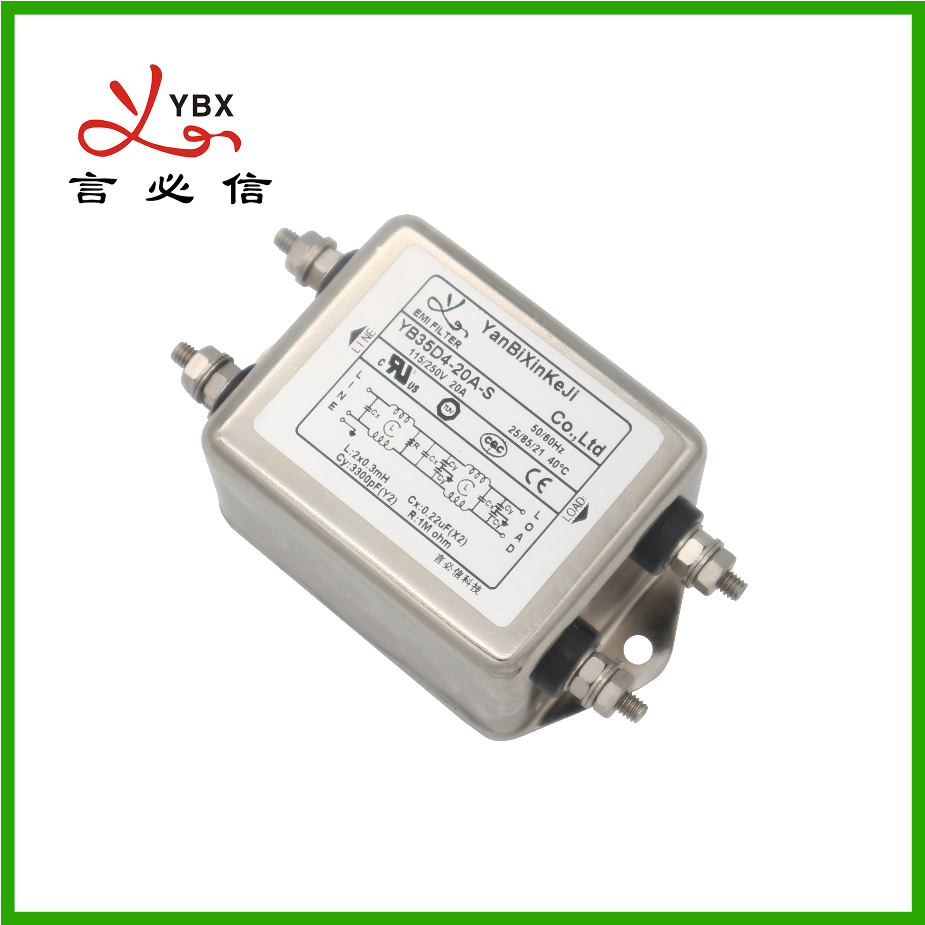 1a~50a Low Pass Emi Filter General Purpose Single Phase