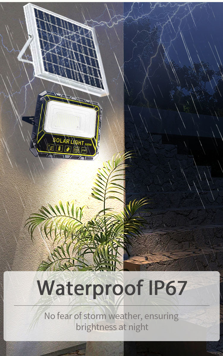 Remote Control Solar Floodlight Powered Wall Outdoor Panel 60W DC 6V