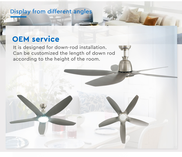 Energy Saving Dimmable LED Ceiling Fan Mulit Colors/OEM 10 for Motor 5 Plastic Blades