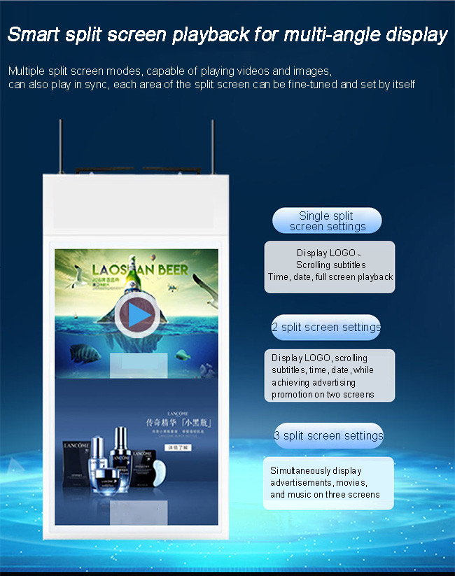 Ultra-Thin Bezel High Brightness Hanging Shop Window LCD Display Advertising Screen Double Sided Digital Signage Media Player