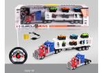 Non Toxic Children's Remote Control Toys Semi Trailer Truck with Extra 6 Cars