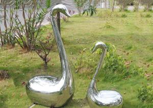 China Handmade Swan Stainless Steel Animal Garden Ornaments With Surface Polished on sale