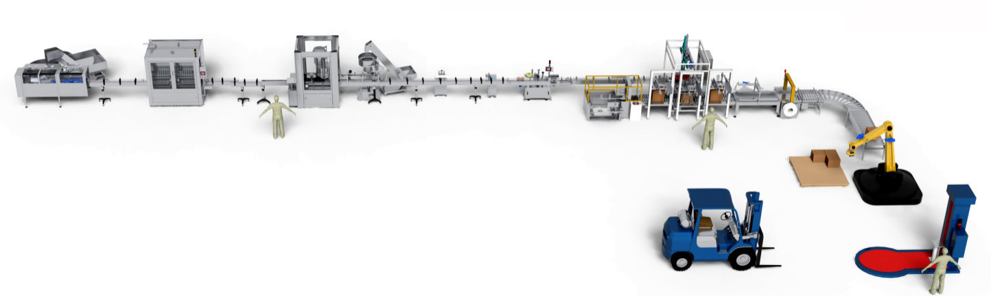 50ml-1000ml Automatic Liquid Filling Production Line straight Line Distributional Type