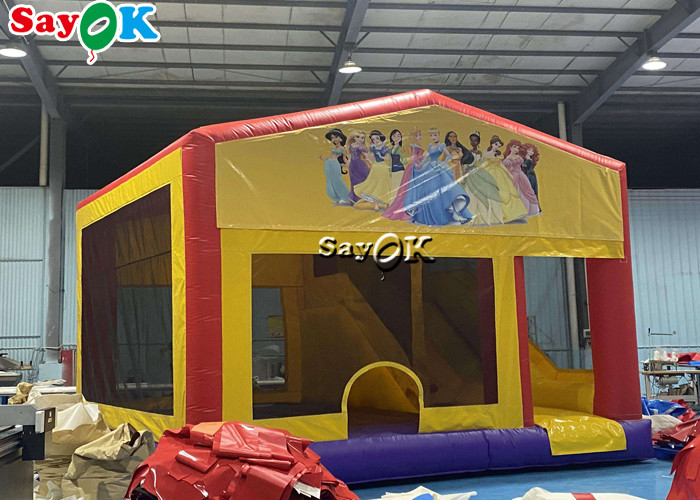 Princess Print Themed Inflatable Bounce Slide With Ball Pit Pool