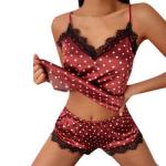 Soft Underwear Satin Lace Floral Edge Sleepwear Sexy Tempt Pajamas For Women