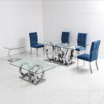 Large 200x100x75cm Tempered Glass Dining Table Stainless Steel Metal Base