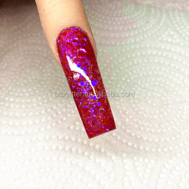 Nail Art Polyester Glitter Iridescent Blue Purple Flash Sol Ent Resistente Series Glitters 1 Color Print Method Decoration
