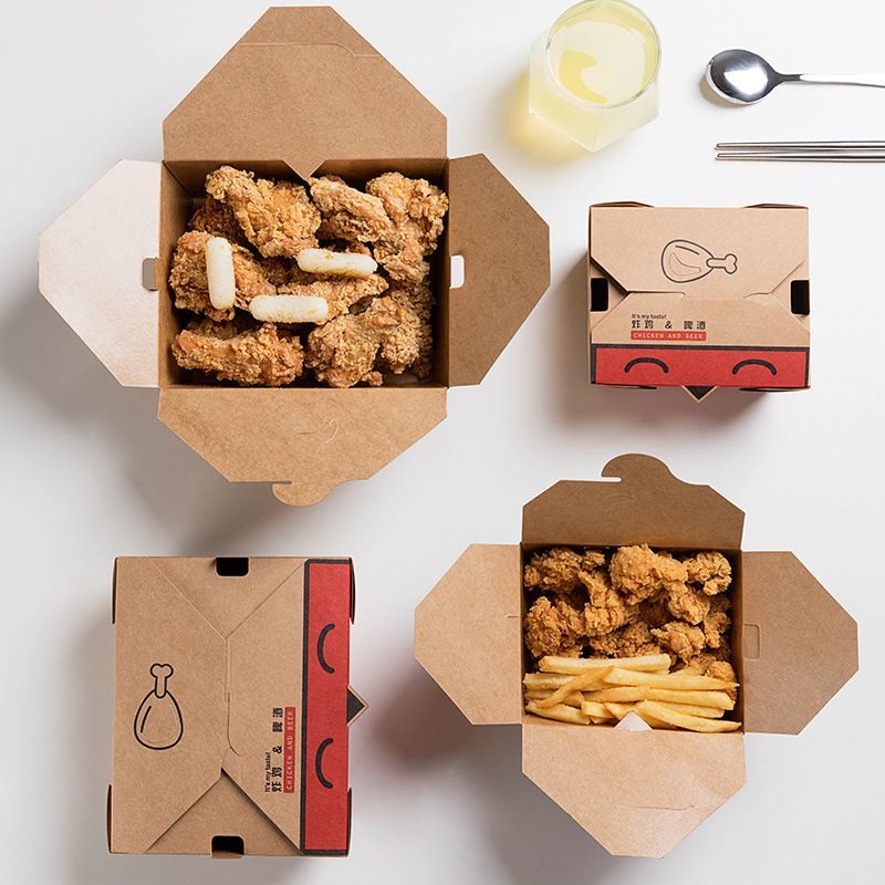 White Cardboard Paper Packaging Food Box for Restaurant Fast Food Snack Fried Chips Chicken Box