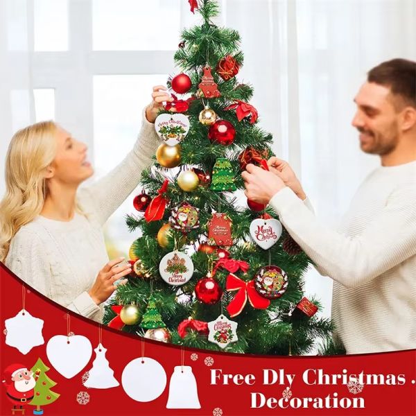 Personalized Christmas Ornaments With Photo Different Shapes Ceramic Sublimation Ornaments