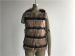 Brown And Black 2 Tone Ladies Faux Fur Jacket Collarless Neck For Female