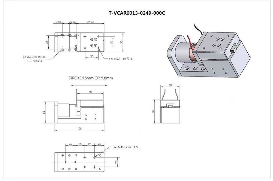 High Frequency Voice Coil Motor Stage Low Speed DC Linearly Motorized Optical Stage