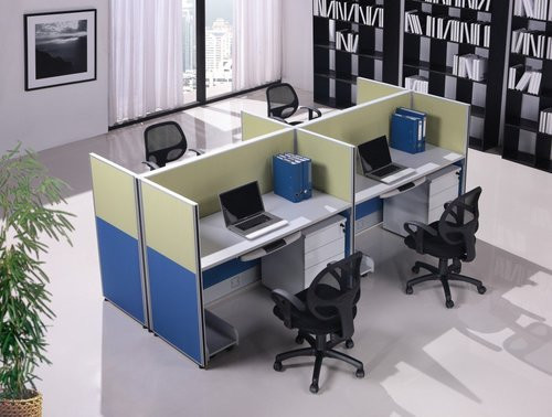 Custom Office Furniture Partitions With Storage Cabinet , 4 Person Workstation Desk