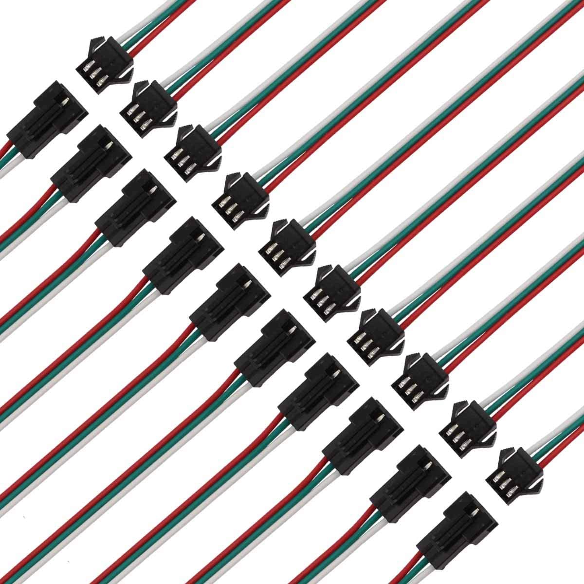 Male Female Plug LED Light Connector Cable 3 Pin SM 14AWG 16AWG Electric Wire Harness