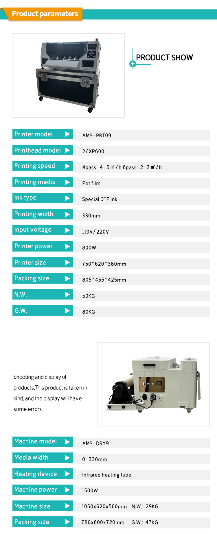 A3 Mini Dtf Printer Roll To Roll Power Shaker Oven T Shirt Printing 2 Printhead XP600/i3200