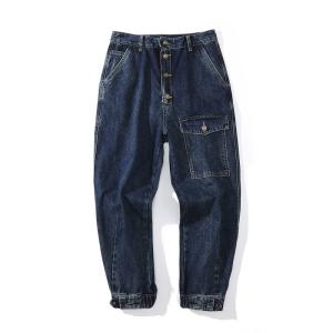 Wholesale OEM Denim Pants With Pockets Straight Cargo Jeans 100pcs MOQ Bespoke Factory from china suppliers