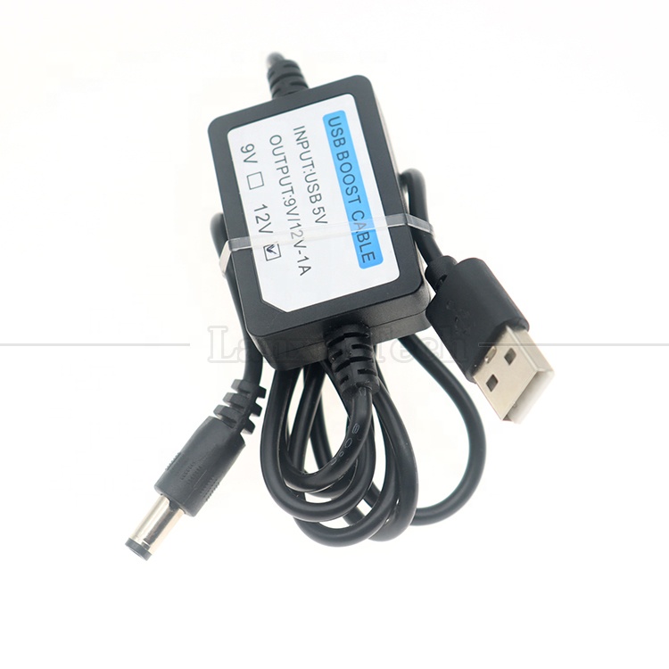 High Quality 5V to 9V 12V 1A USB to DC 5.5x2.1mm Wifi Router Booster Converter Cable