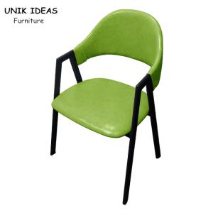 Wholesale A Shaped Metal Frame Dining Chairs With Arms Minimalist Iron Green Yellow Grey from china suppliers
