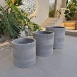 Hand Carve Finishing Fiber Clay Planter D300*H270 With Drainage Holes