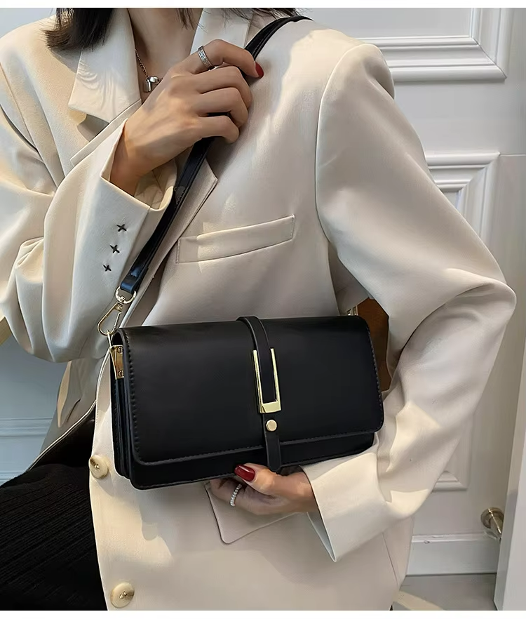 PU Leather Shoulder Bag For Women Fashionable Dress Style Two Straps Waterproof