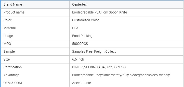 Customization Design CPLA Cutlery 158mm Compostable Knife Eco Friendly