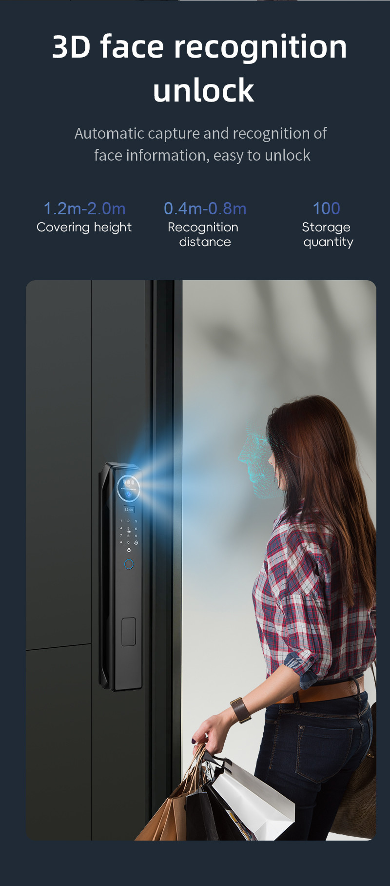 Tuya Intercom Camera 3D Face Recognition Smart Intelligent Digital Smart Home Door Lock