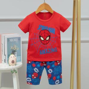 Wholesale Spider Man Head Children'S Shorts And T Shirt Pajamas / Childrens Cotton Pajamas from china suppliers