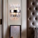 Modern Gold Crystal Wall Lamp Chrome Sconce Light Bedroom Living Room Dining
